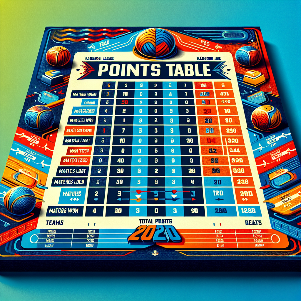 vivo pro kabaddi 2020 points table